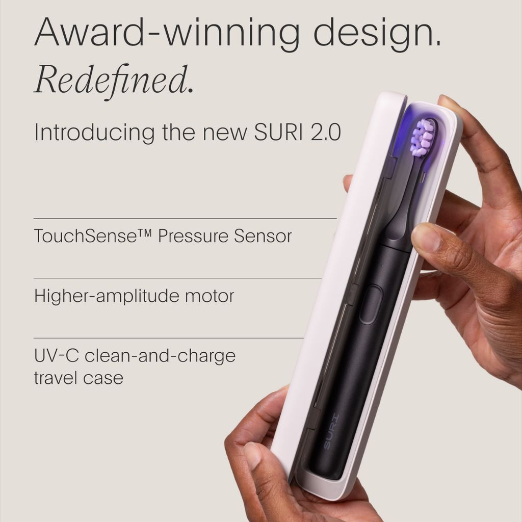 SURI 2.0 Sonic Electric Toothbrush with UV Cleaning Travel Case - Midnight Black - Image 2